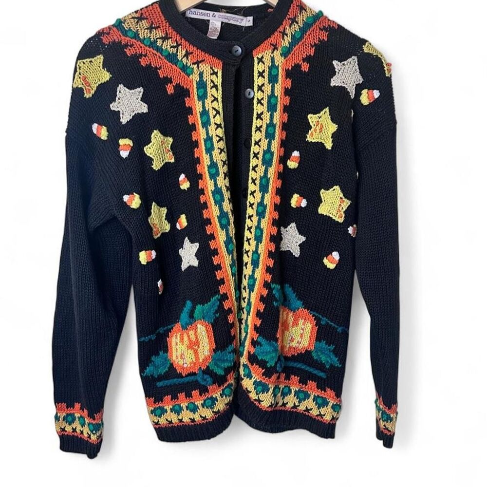 Vintage Fall Halloween Knit Cardigan Ugly Sweater
